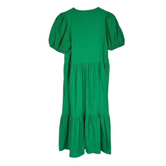 J. Crew Women’s Small Eyelet Sleeve Midi Dress Green - Picture 3 of 8